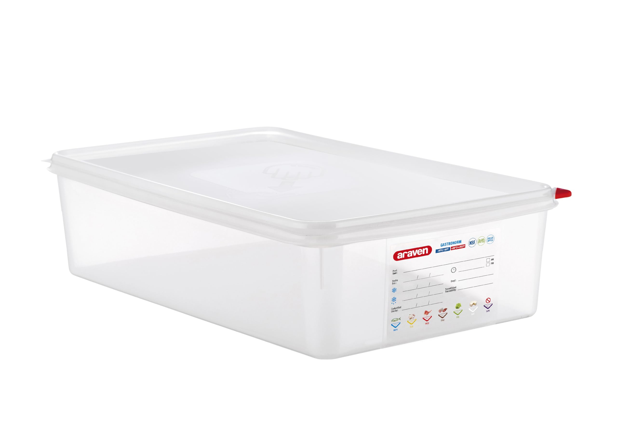 Araven Lebensmittelbehälter GN1/1, transparent, Produktbeschreibung