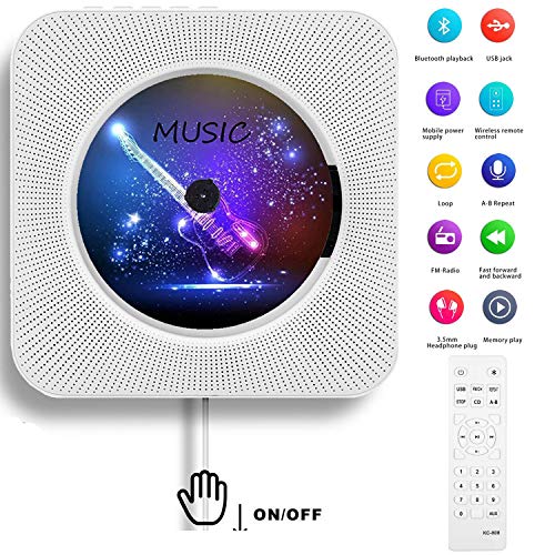 AONCO Portable CD Player, Bluetooth Wall Mountable CD Music Player Home Audio Boombox