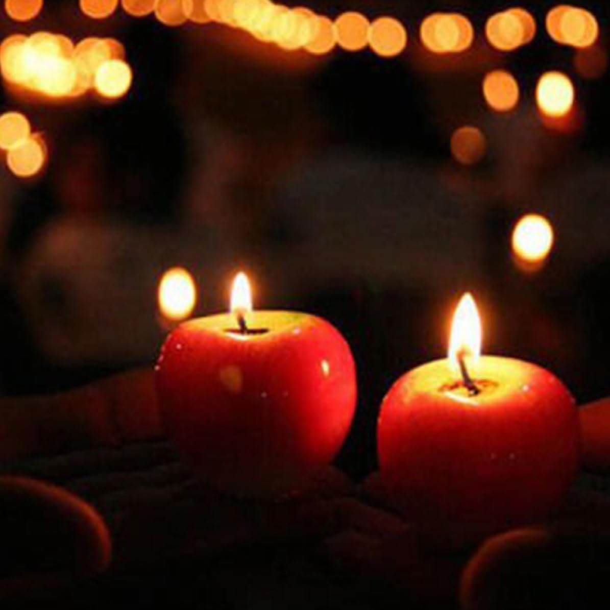 5pcs Artificial Apple Wax Candles, Xmas Fruit Decor