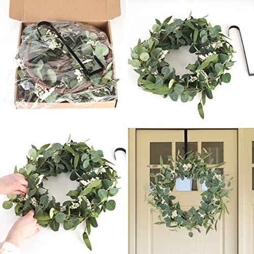 Starryle 20Inch Eucalyptus Wreaths For Front Door Decor Spring Summer Wreath Artificial Eucalyptus White Berry Green Wreath For Porch Farmhouse Home Festival Wedding Diy Decoration #TOP3