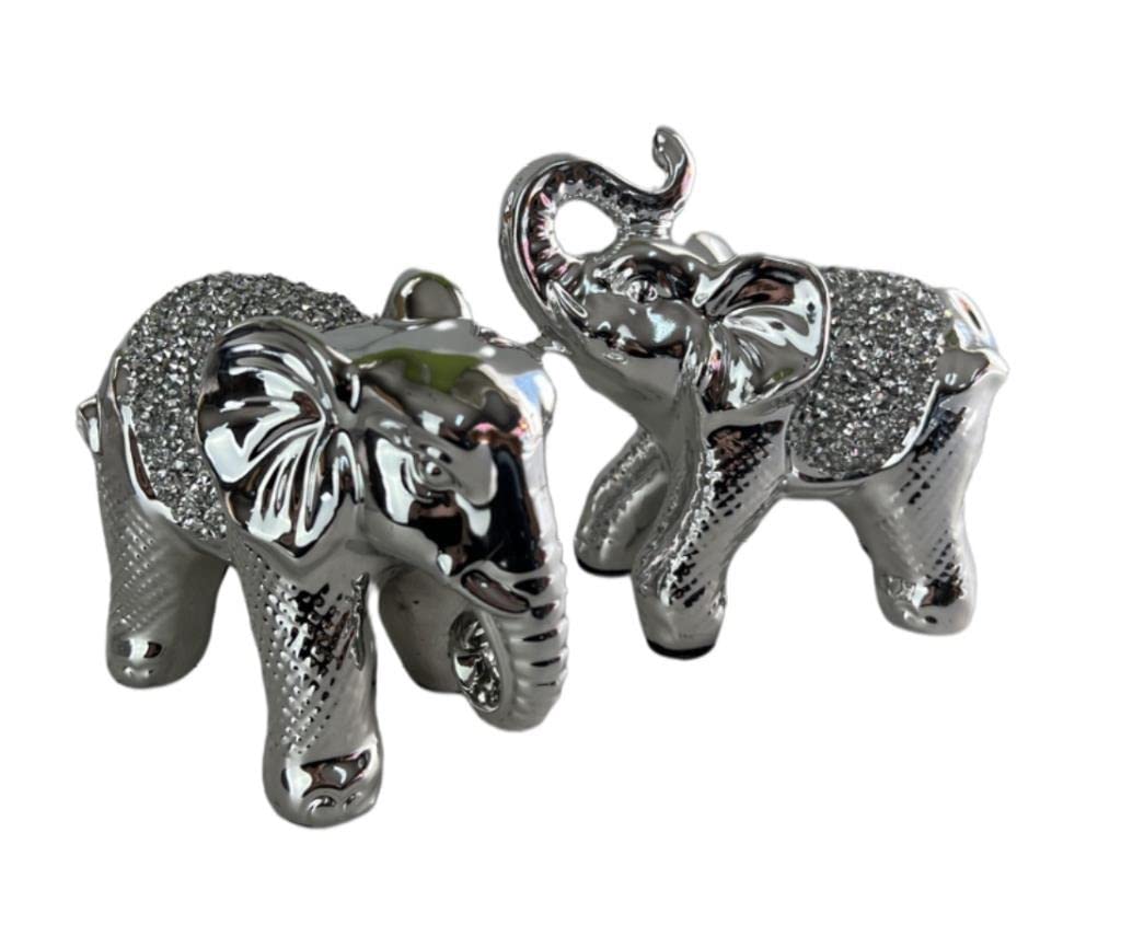 Éléphants argentés en céramique haut de gamme, statuettes DRW 15 cm