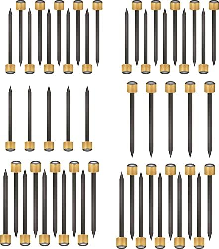BLMHTWO 50 Pieces Picture Hanging Nails Brass Nails for Hanging Pictures Black Steel Nails and Brass Head Picture Frame Hangers Nails with Plastic Storage Box, 5-30 lbs