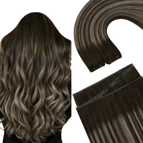 Image of Ugeat Butterfly Weft Human Hair Extensions Balayage, 20 Inch 100G #4 /18 /4