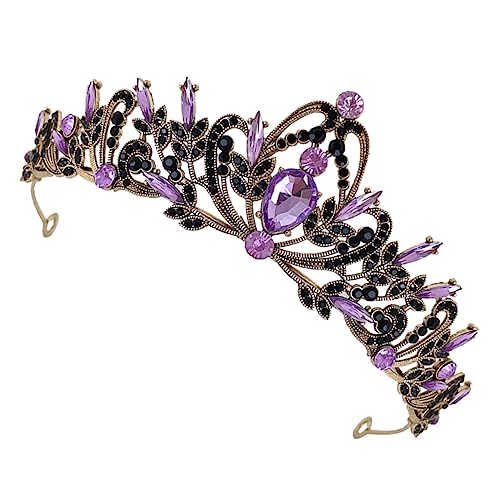 Outanaya 王冠の髪飾り ラインストーン付きブライダルティアラ レディースヘッドバンド xmas bandana 結婚式のヘアアクセサリー 花嫁のための結婚式のヘッドピース 紫の,Purple