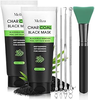 Meliza Blackhead Remover Mask, Peel Off Facial Mask 2 Packs, Charcoal Facial Mask,Deep Purifying & Pore Shrinking Black Mask with Brush and Blackhead Remover Extractor,Blackhead Mask For All Skin Types
