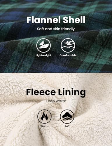 Rdruko Men's Flannel Shirt Jacket Fleece Lined Plaid Zip Up Winter Warm Coat with Hood3