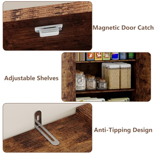 Image of BORNOON Pantry Organizers and Storage Cabinet, 71 inch Barn Door White Kitchen Cabinet with Drawers and Adjustable Shelf, Tall Pantry for Kitchen, Dining Room, Living Room. Bathroom and Office