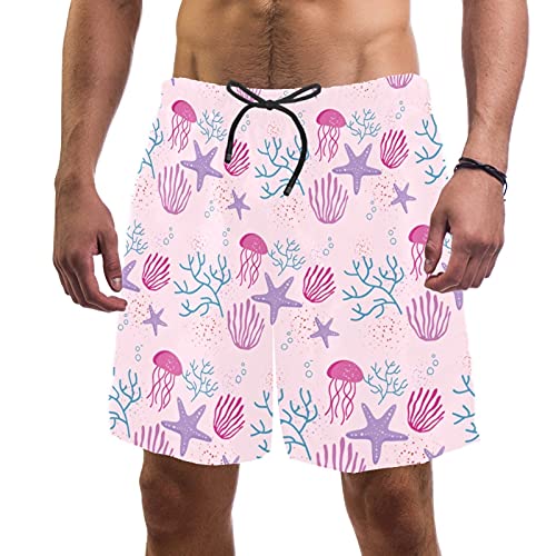 Short de bain pour homme aquarelle corail rose idéal pour vos vacances