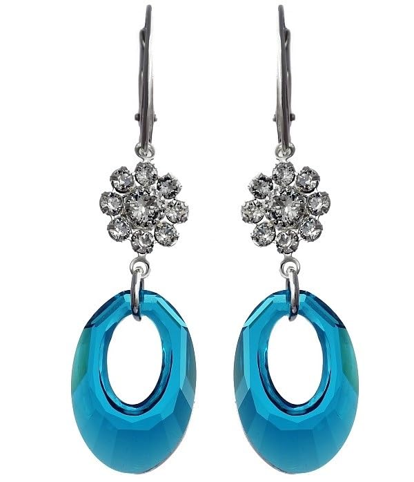 Boucles d'oreilles en argent sterling 925 Indico Helios ornées de cristaux étincelants
