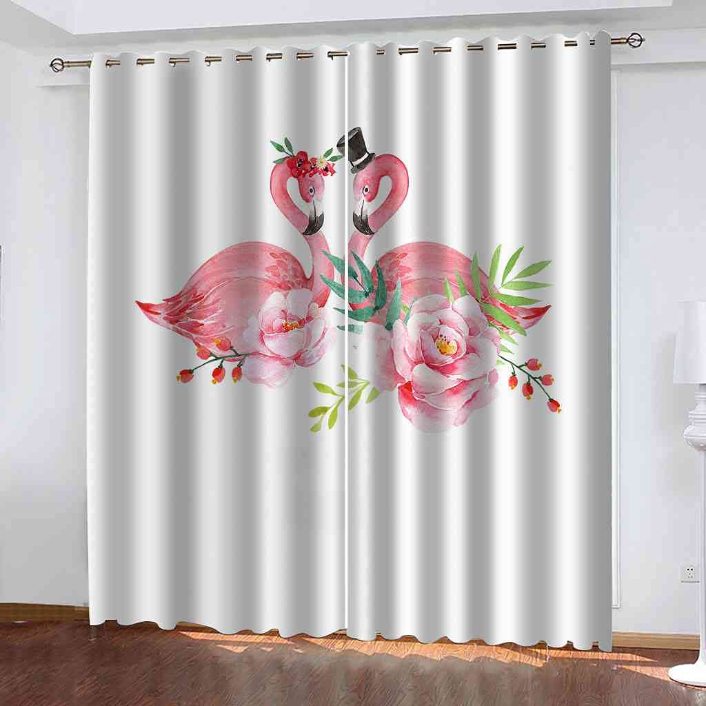 Rideau occultant flamant rose lot de 2 rideaux thermiques isolants pour chambre enfant 264x160cm