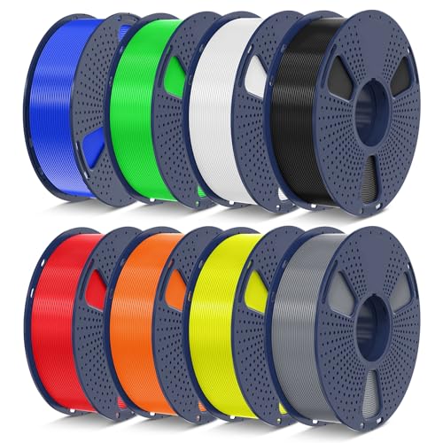 SUNLU TPU 3D Printer Filament 1.75mm High Speed 95A TPU Filament Bundle 250G Spool 8 Rolls 2KG in Total.(Black+White+Grey+Red+Blue+Green+Yellow+Orange)