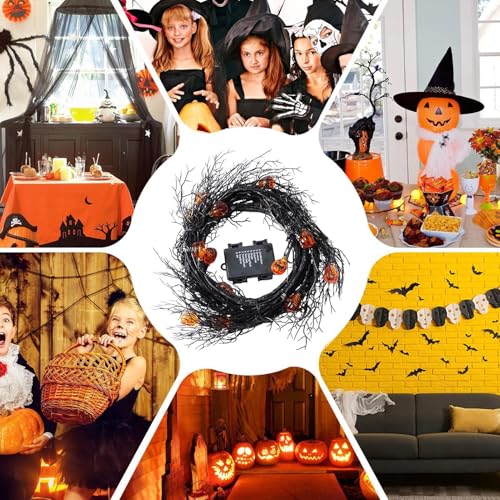 Guirnalda iluminada de calabazas de Halloween para puerta principal 5