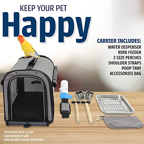Knuti - Premium Small Pet Bird Carrier Cage - Portable Travel Cage For Parakeets, Lovebirds, Finch, And Canaries - Airlines Airplane Plane Approved #TOP3