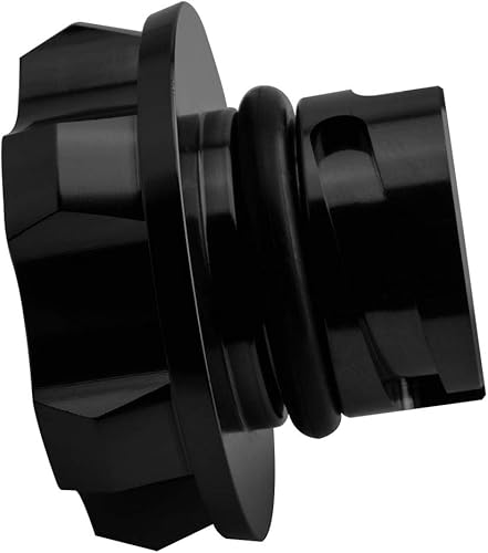 Miniatura 3 de VMS RACING Tapón de aceite negro con emblema plateado de aviso de aceite de motor en aluminio mecanizado CNC compatible con Chevy Chevrolet Camaro