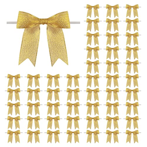 Accesorios, Toy Meseey-50 lazos de cinta dorada de 3.0 in para manualidades, lazos para envolver regalos, manualidades, recuerdos de boda, baby shower, decoración de Navidad...