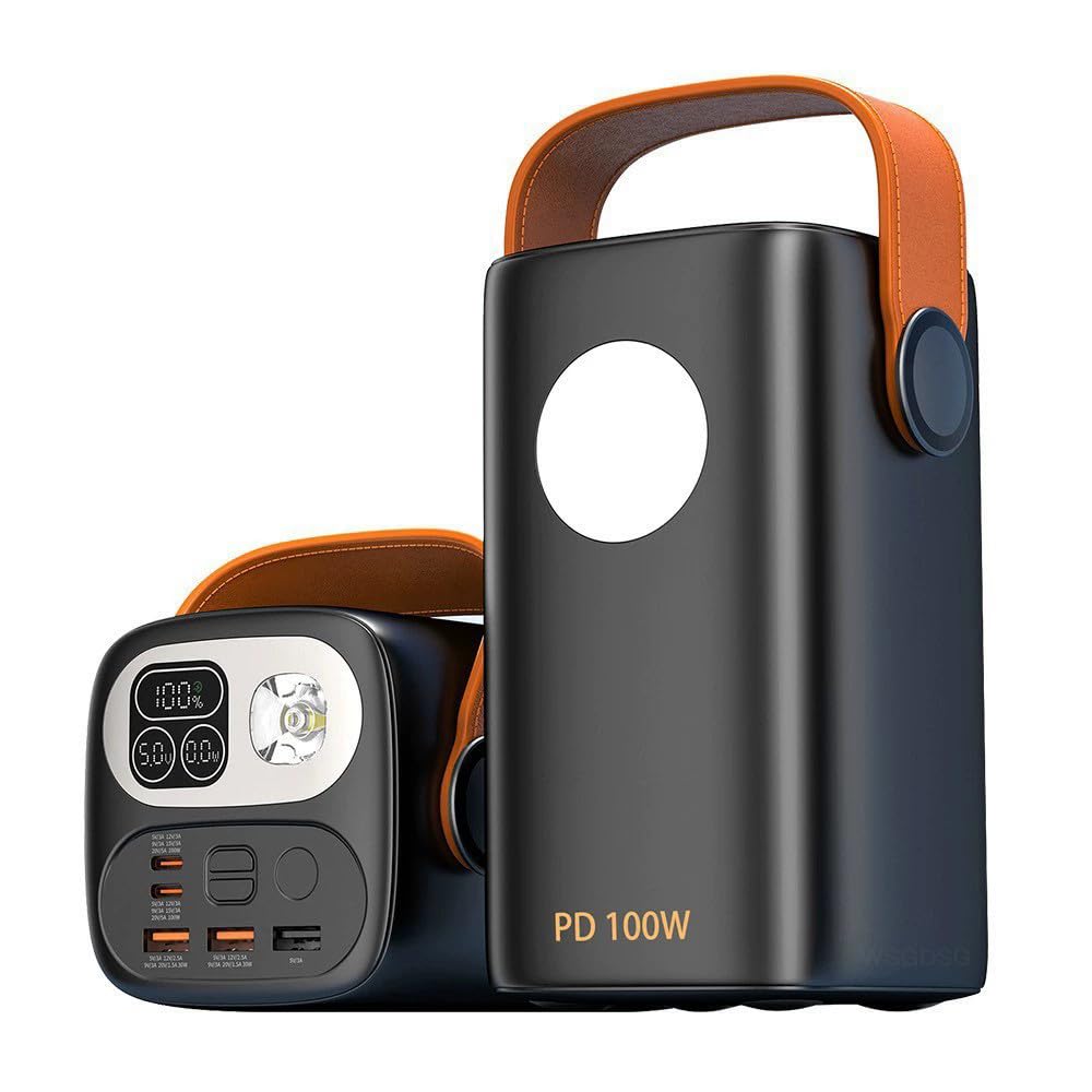 Power Bank Per Laptop Ad Alta Capacità Da 60000 MAh, Caricabatterie Portatile Per Laptop A Ricarica Rapida Da 100 W, 2 Ingressi E 5 Uscite, Impermeabile IP65, Per Tablet, Fotocamere(Color:black)