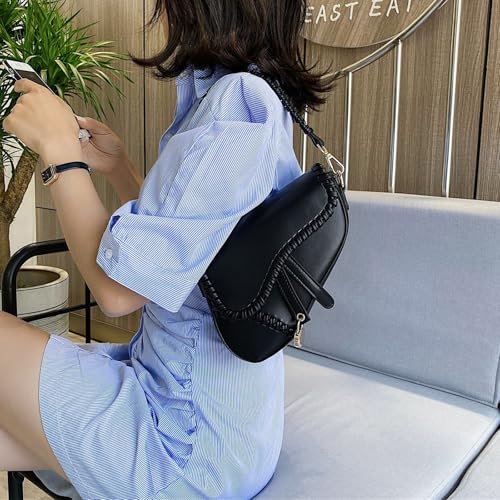 Small Saddle Shoulder Bag for Women Crossbody Satchel Clutch Purse Genuine Leather for Casual Looks3