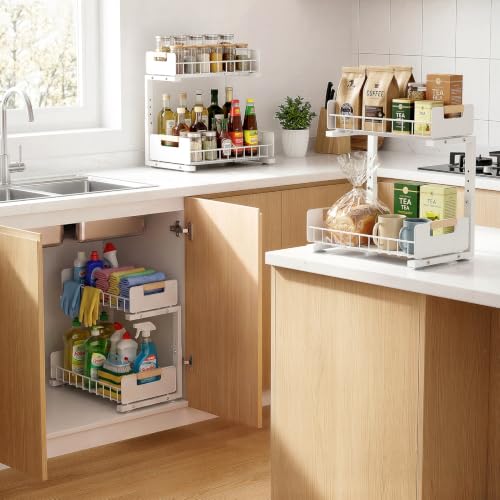 Delamu Under Sink Organizer Kitchen 2 Tier Pull Out Cabinet Shelf 2 Pack - image 7