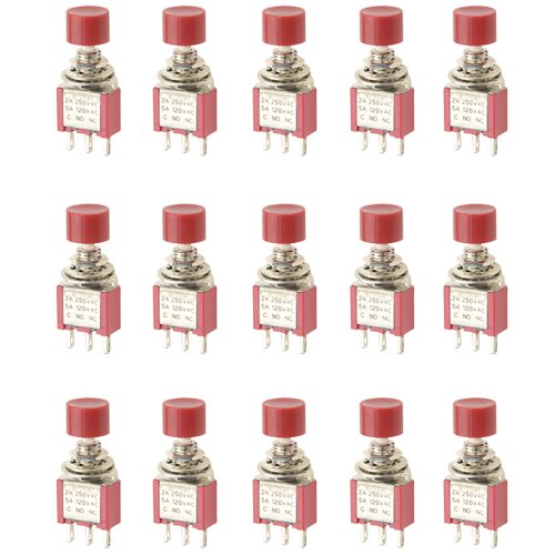 WMYCONGCONG Lot de 15 interrupteurs à bouton-poussoir SPDT momentanés 3 broches AC 2 A 250 V/5 A 120 V NO/NC Cover