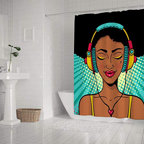 Rideau de douche afro-américaine en polyester premium résistant et lavable - 3