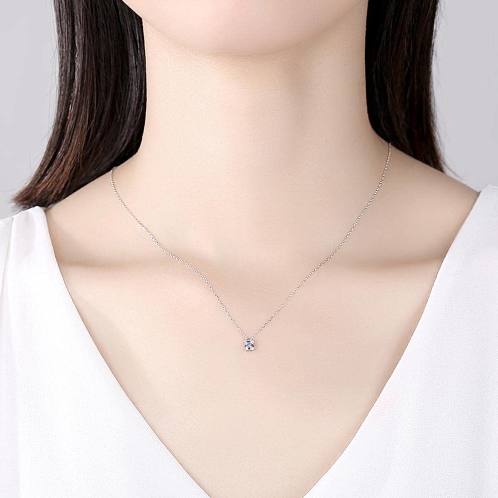 Elegante 925 sterlingzilveren klavertje vier hanger blauw-witte zirkonia stenen zilveren ketting - België