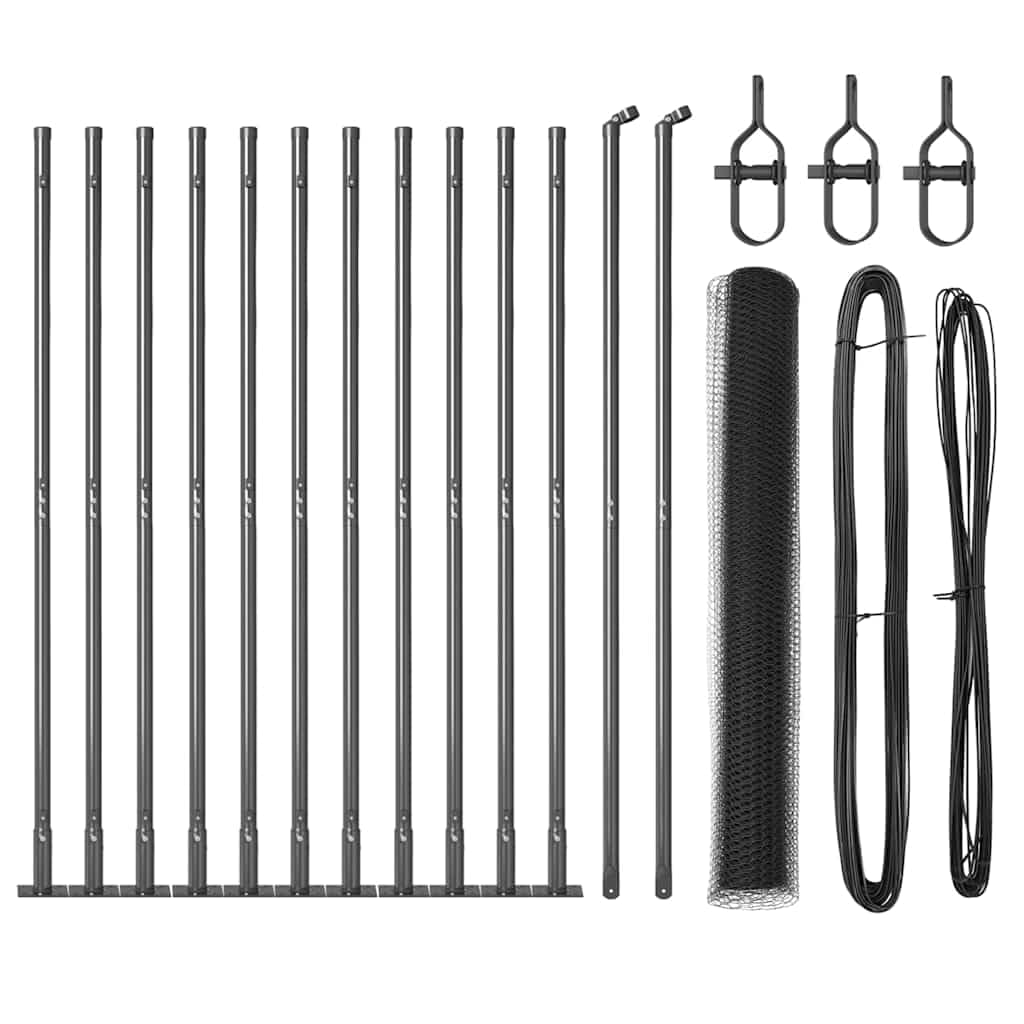 Outdoor Steel Fence Post Grey 25 x 1M 13mm Mesh Garden Boundary Barrier for Security and Enclosure Corrosion Resistant Durable Modern Fencing Kit