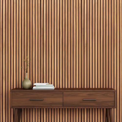 Image of Hotegxa Wooden Louvers Wood Pattern Wallpaper for Walls | Self-Adhesive Wall Sticker for Home | Textured Wood Design for Bedroom, Living Room, Kitchen, TV Unit, Office & Furniture (45 x 300 cm)