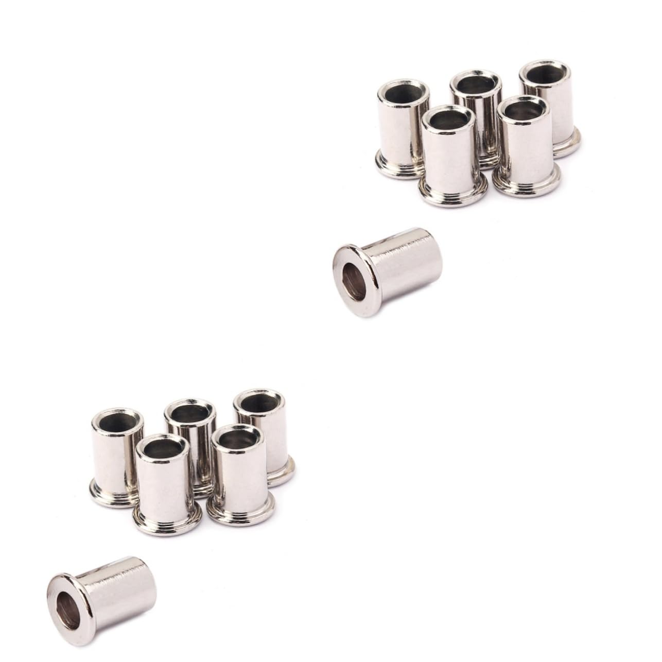FAVOMOTO 2sets Thru String Ferrules (chrome) Guitar String Caps for Repair 6pcs*2