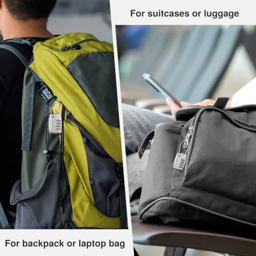 Image of Puroma TSA Approved Luggage Lock, 4 Digit Combination Travel Locks Resettable Code Lock with Zinc Alloy Body for Suitcase, Toolbox, Backpack, Bag, Gym Locker, Silver, Modern