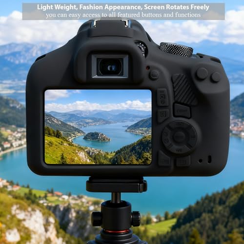 Image of Case for Canon EOS Rebel T7 Rebel T6 Camera, Soft Silicone Rubber Protective Camera Case Cover Accessories, Lightweight, Anti-Scratch with Button Marking for EOS Rebel T7 T6 (Black)