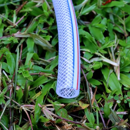 DERPIPE Soft Braided PVC Tubing - 1/2" x 3/4" OD High Pressure Clear Flexible PVC Tube Reinforced Vinyl Hose for Water, Oil with 2pcs Hose Clamps (10Ft) by DERPIPE - Image 3