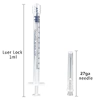 Vista 24 de 100Pack -1ml Luer lock Syringes with 23Ga(1inch) Needles, Individually Packaging Disposable Plastic Syringes and Needles for Scientific Labs