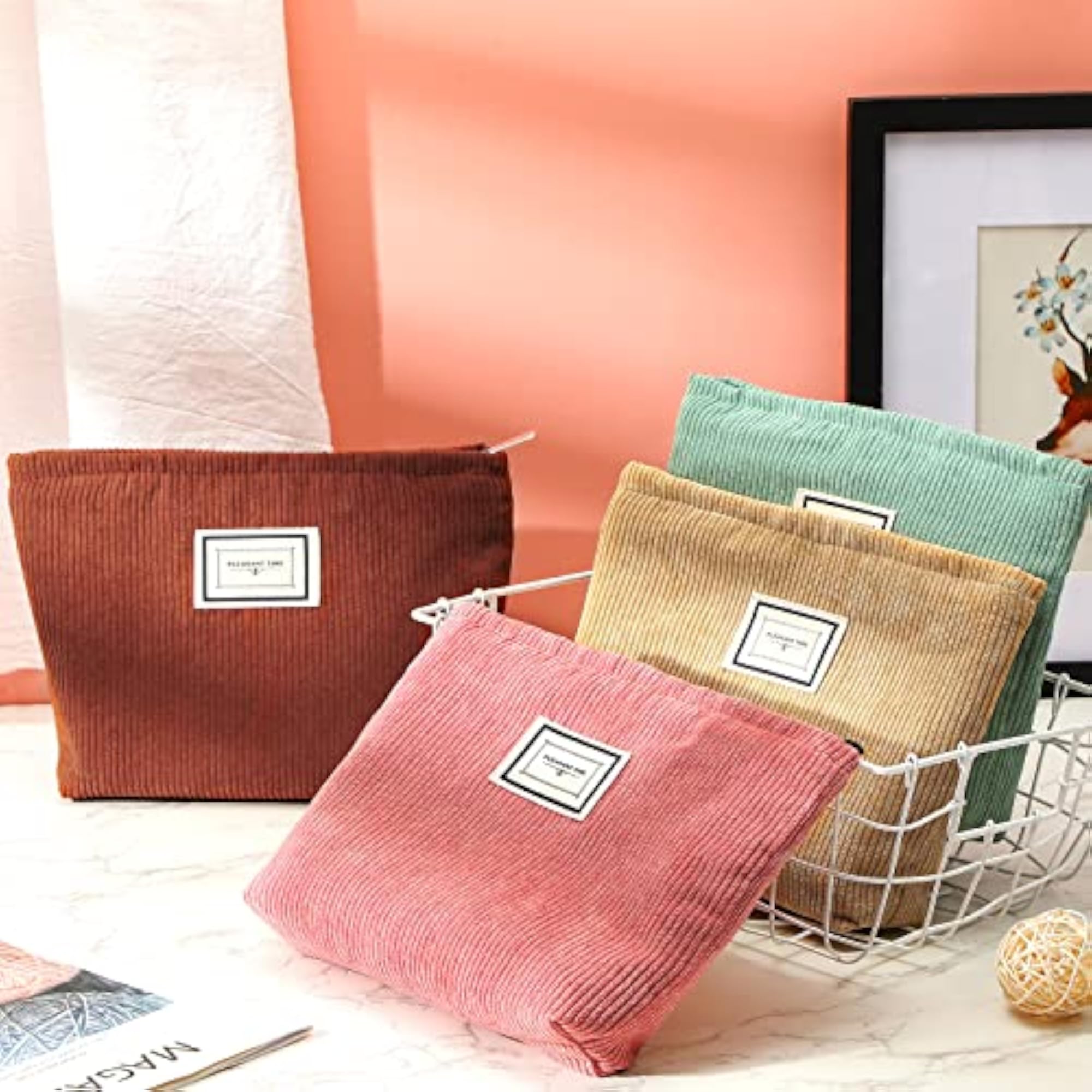 4 Pack Velvet Makeup Bag Cosmetic Bag Large Capacity