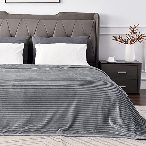 Image of BEDELITE Fleece Blanket Full Size for Couch - 3D Ribbed Jacquard Soft and Warm Decorative Fuzzy Blanket - Cozy, Fluffy, Plush Lightweight Gray Throw Blankets for Bed, Sofa, 84x90 inches