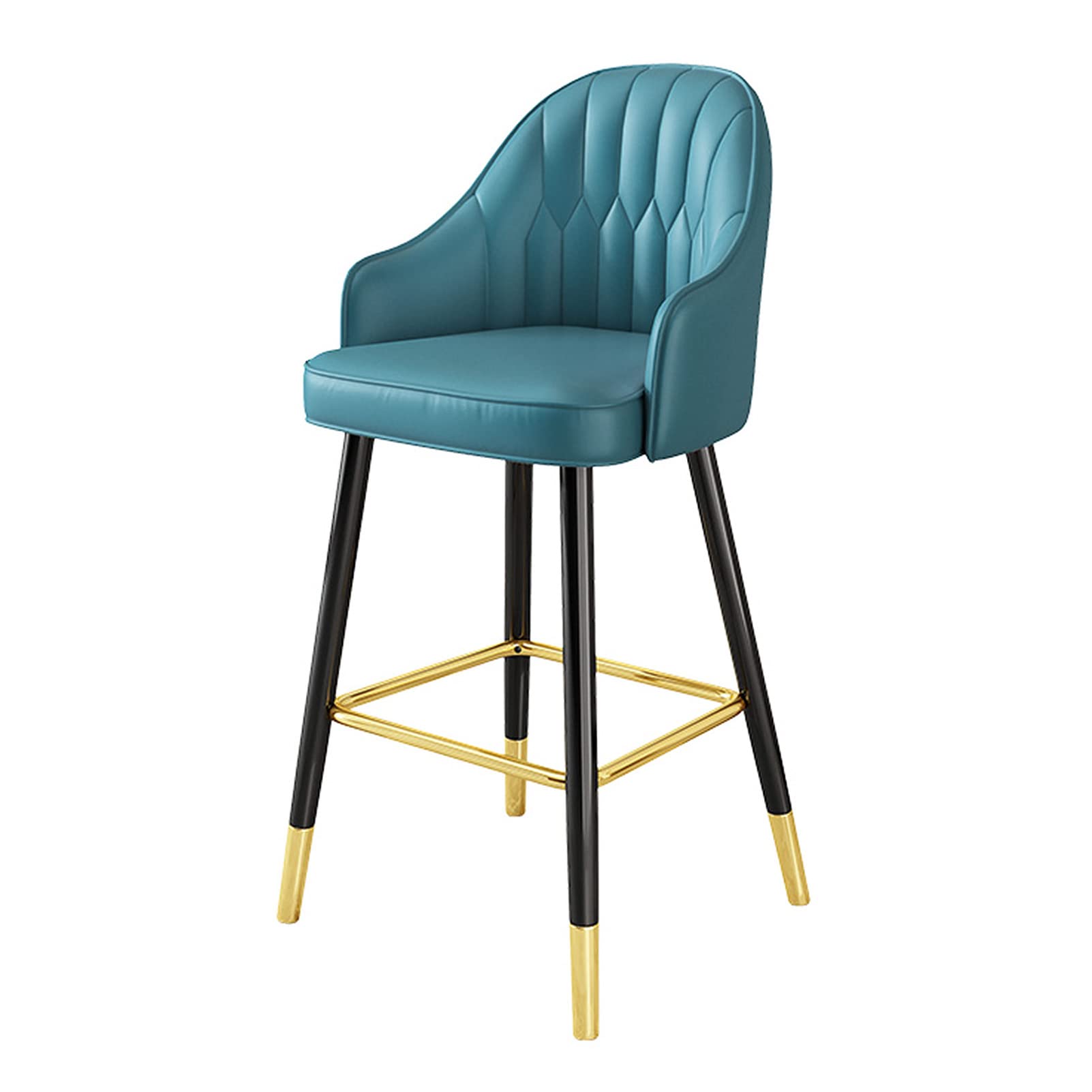 KLZUOPT Luxury Barstool Tall Bar Stools Counter Stools Leisure Bar Chair PU Leather, Height with Upholstered Back and Metal Footrest, for Pub Coffee Home Dinning Island,Blue,75cm
