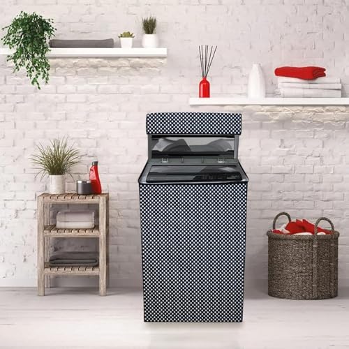Image of The Furnishing Tree PVC Washing Machine Cover Fully Automatic Suitable for Whirlpool 7.5 kg Top Load 360 Degree Bloomwash Pro 7.5 Navy Blue Color