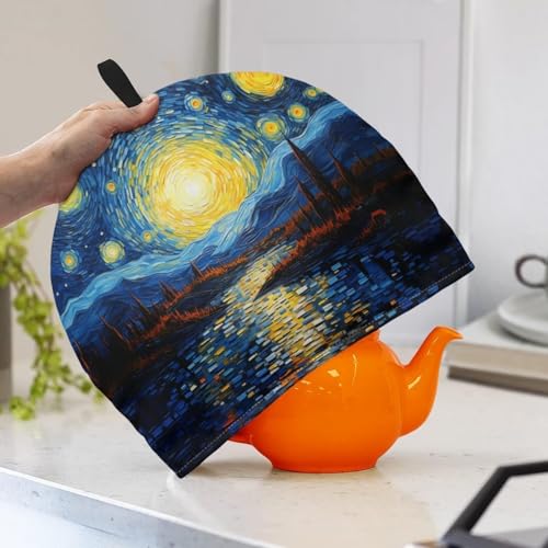 Image of Generic Hudotybom Oil Painting Tea Cozy for Teapot Insulated Large Teapot Cover to Keep Warm Tea Kettle Cover Machine Washable Coffee Pot Cloth Covers Kitchen Home Decorations, CZA49