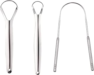Kiboule Limpadores De Língua De Aço Inoxidável Raspador De Língua 3 Pacote Para Eliminar O Mau Hálito Raspador Dental Kit De Higiene Bucal Prata