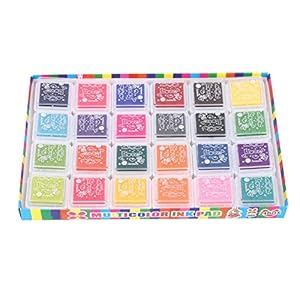 24 kleuren kinderen vinger stempelkussen, 3×3 cm gekleurde inkt stempelkussen, kinderen onderwijs stempelkussen kit voor kinderen maken scrapbooking kaart papier