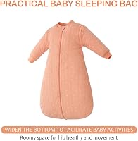amo nenes Baba Hálózsák 2.5 TOG - 100% Pamut Téli Hálózsák Levehető Ujjakkal, 72 cm, 0-6 Hónapos Babáknak, Narancssárga 4