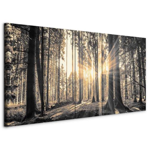 murando - Wandbilder XXL Wald 200x80cm 5 TLG - Wand Deko Leinwand Bilder...