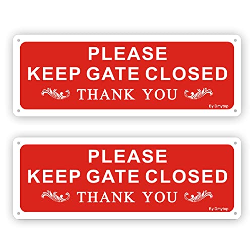 Lot de 2 panneaux « Please Keep the Gate Closed » - 25 x 9 cm - En aluminium antirouille - Montage facile