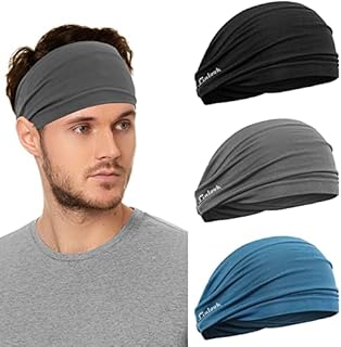Headbands Men - Wide Head Sweatband for Sports, Fitness, Jogging, Running, Cycling, Hiking, Crossfit and Yoga