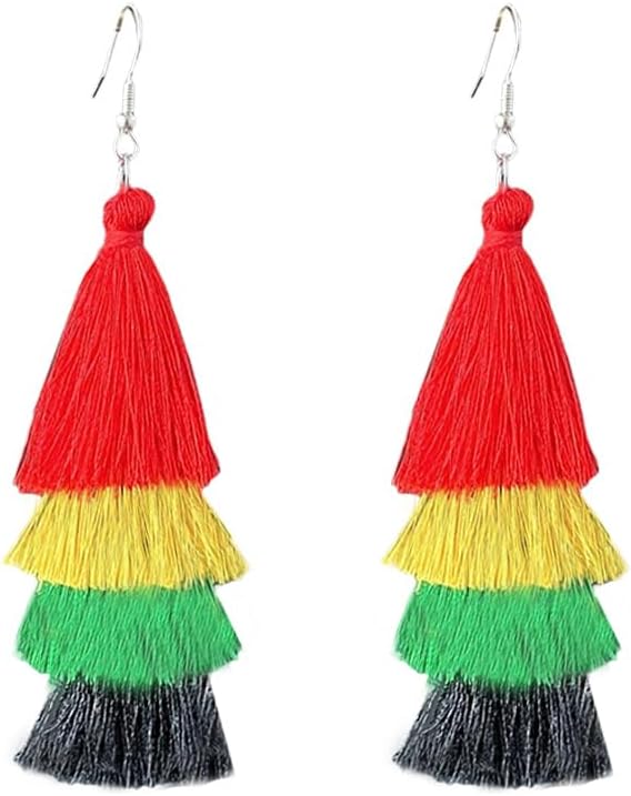 Glitter Juneteenth African Women Dangle Tassel Earrings for Women June 19th Independence Day Freedom Day Black History African American Jewelry