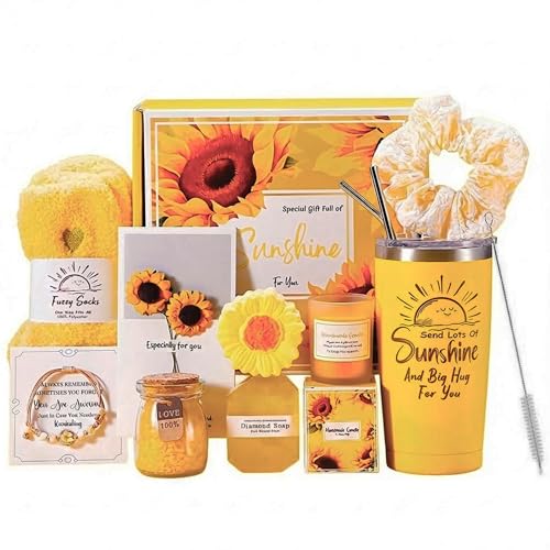 Topsky Sunflower Pamper Gifts for Women - 10Pcs Pamper Hamper Gift Set, Get Well Soon Self Care Package, Birthday & Christmas Gifts for Mum, Wife, Sister, Best Friends, Teachers (Gift Box)