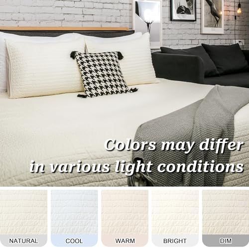 ELEGANT LIFE HOME Velvet Quilt Queen Reversible Royal Cotton Velvet Pic-Stitch Bedding Quilt - Queen - 88''x 92'', Ivory by ELEGANT LIFE HOME - Image 6