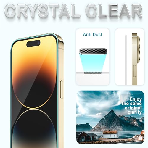 Image of ArmourPro Military-Grade Borderless Tempered Glass for iPhone 14 Pro (6.1 Inches) with Edge to Edge Protector Coverage, Cable Protector and Easy Installation Kit | Anti Dust Mesh Filter