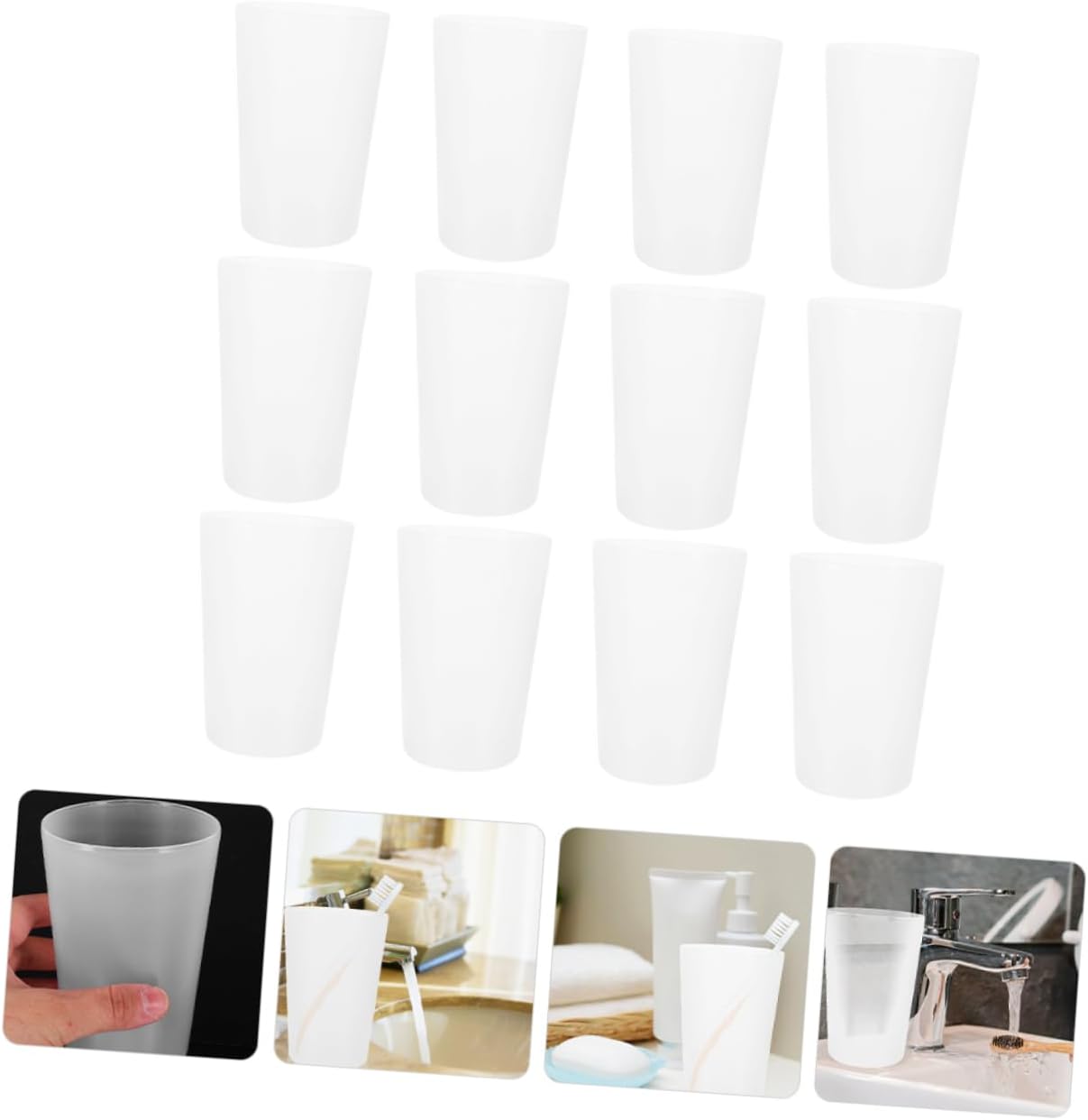 12pcs Transparent Bathroom Cups Versatile Toothbrush Holders for Mouthwash Drinking Water and Toothpaste Storage and for Family Use