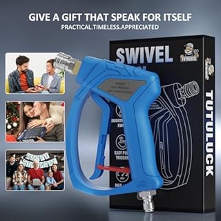 TUTULUCK® Pressure Washer Short Gun with 3/8" Swivel, Power Washer Stubby Trigger Handle with 25° Soft Rubber Nozzle, M22-14mm to 3/8" Quick Connector, M22-15mm Female for Car Wash