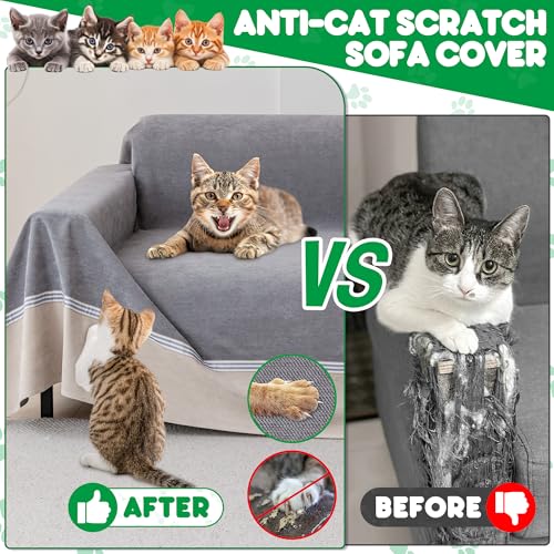 Protector sofa para gatos arañazo y perros mascotas Loiion gris 3